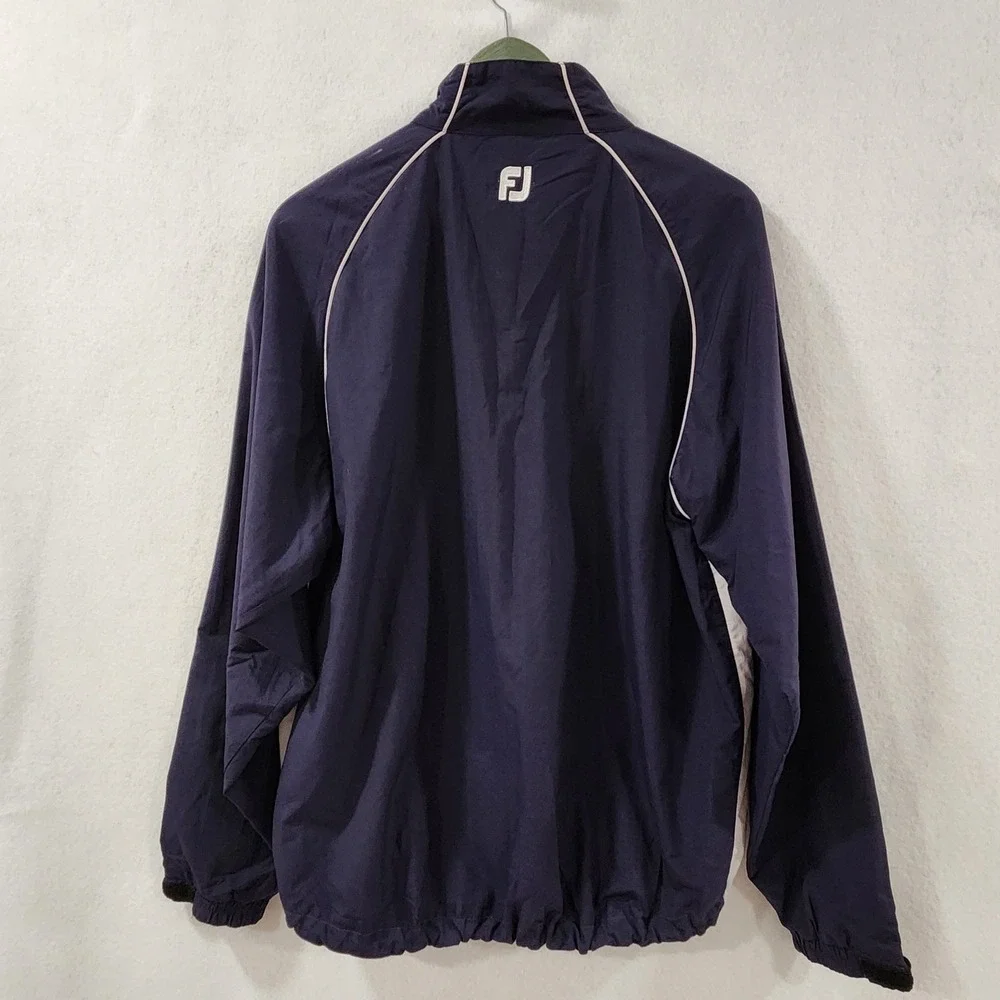 FootJoy Mens Large Navy Blue White 1/4 Zip Golf Windbreaker Jacket Quarter‎ Zip